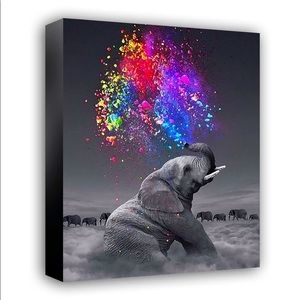 Love spread Elephant canvas wall art 12x14